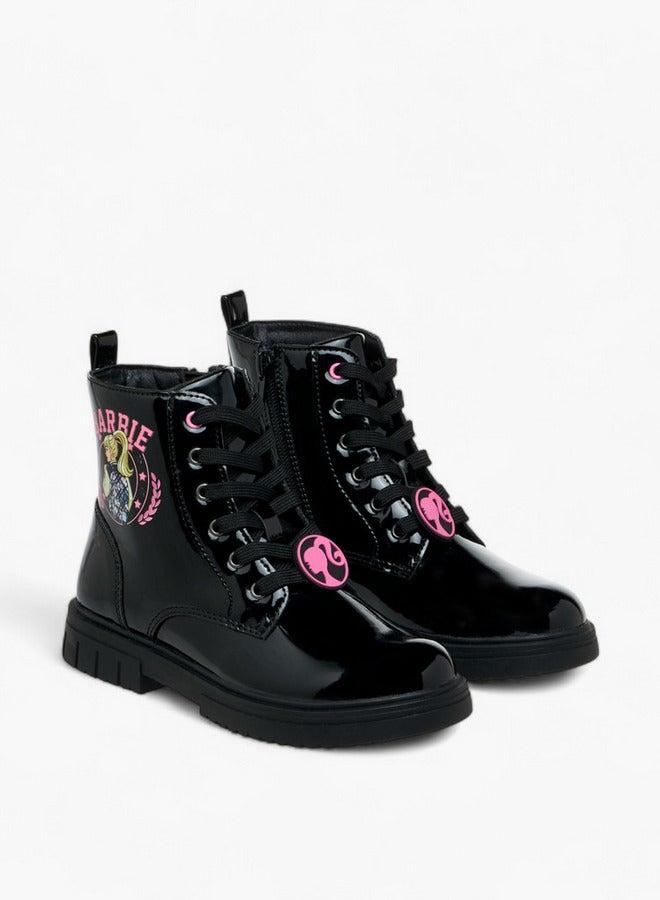 Barbie Printed Ankle Boots with Zip Closure - Image 3