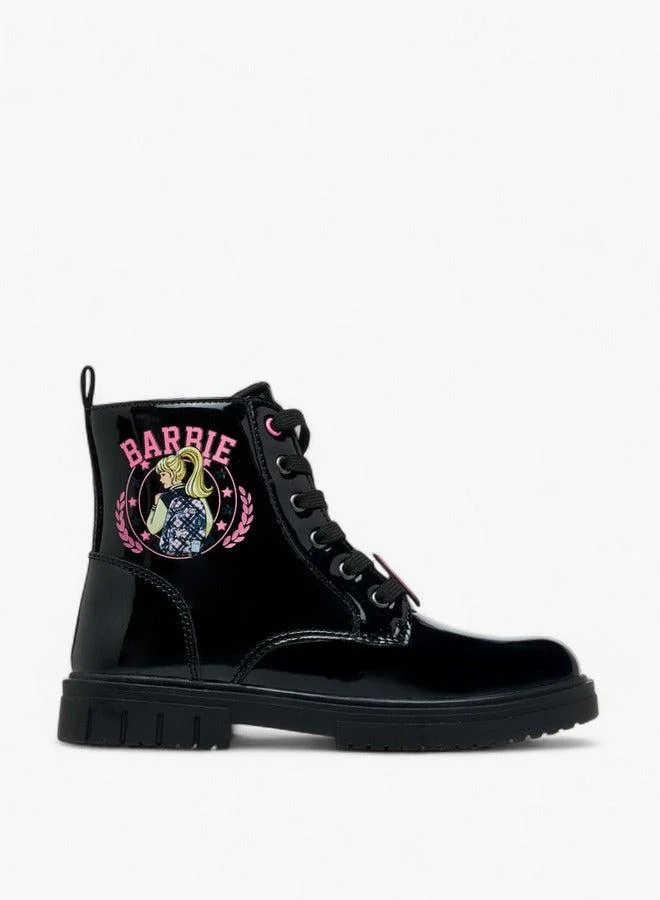 Barbie Printed Ankle Boots with Zip Closure
