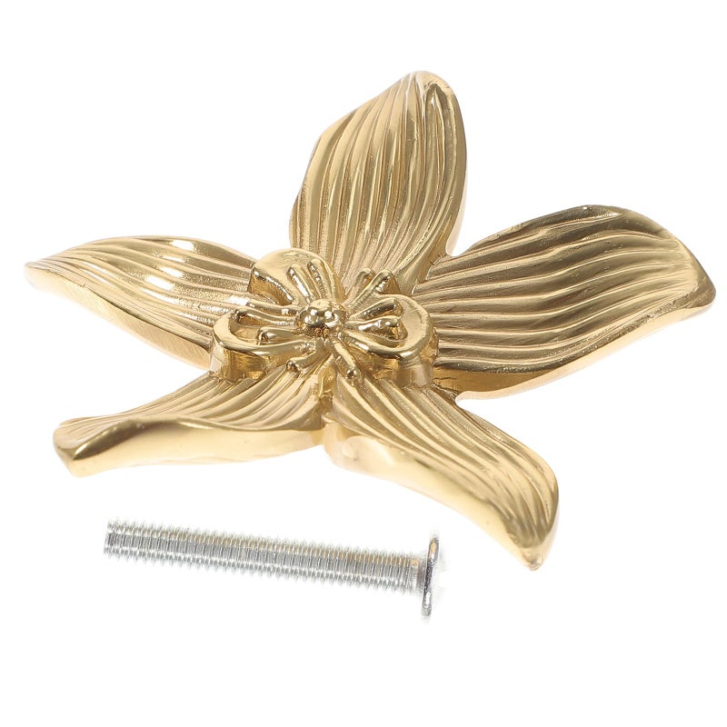 Vintage Gold Brass Flower Drawer Knobs Cabinet Pulls For Wardrobe Dresser Door Hardware - Image 2