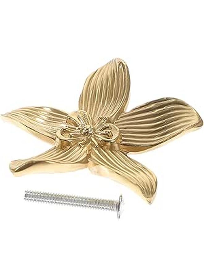 Vintage Gold Brass Flower Drawer Knobs Cabinet Pulls For Wardrobe Dresser Door Hardware - Image 1