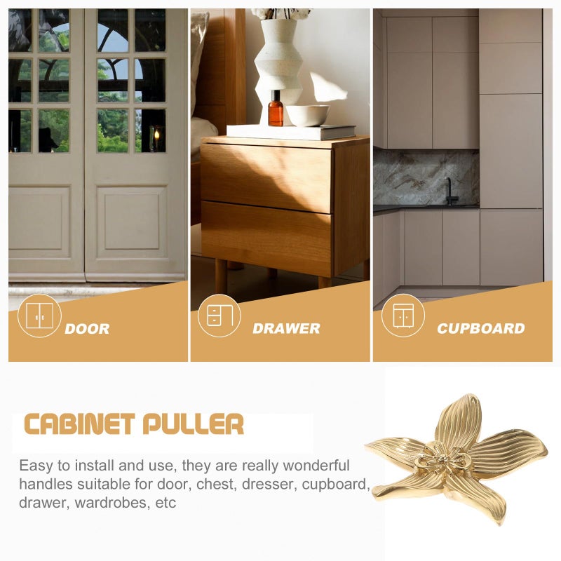 Vintage Gold Brass Flower Drawer Knobs Cabinet Pulls For Wardrobe Dresser Door Hardware - Image 4