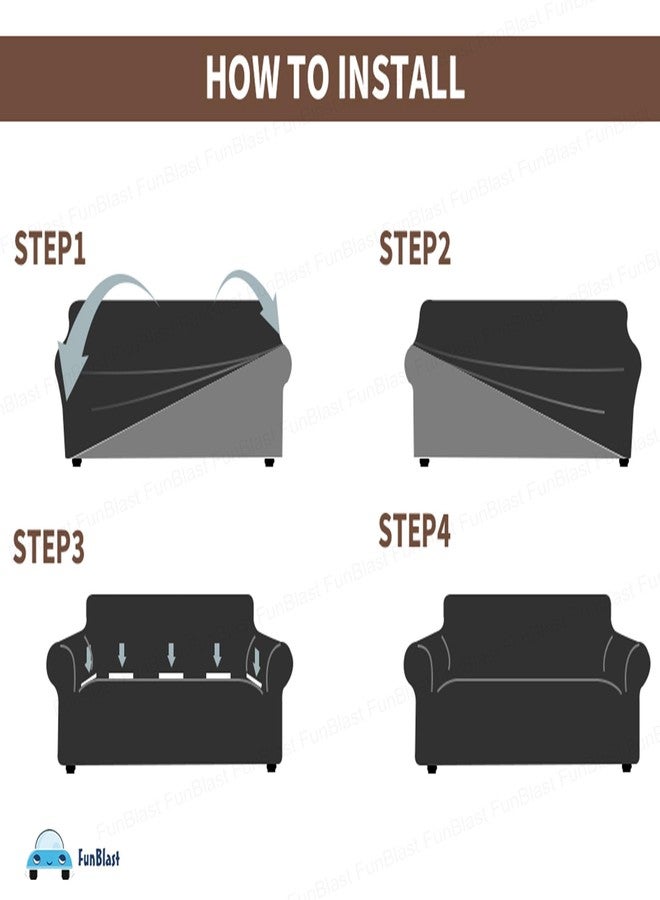 FunBlast Sofa Covers - Jacquard Sofa Covers for Living Room, Durable Washable Universal Seater High Elastic Furniture Protector, Stretchable Sofa Slip Covers (Grey, Four Seater) - Image 4