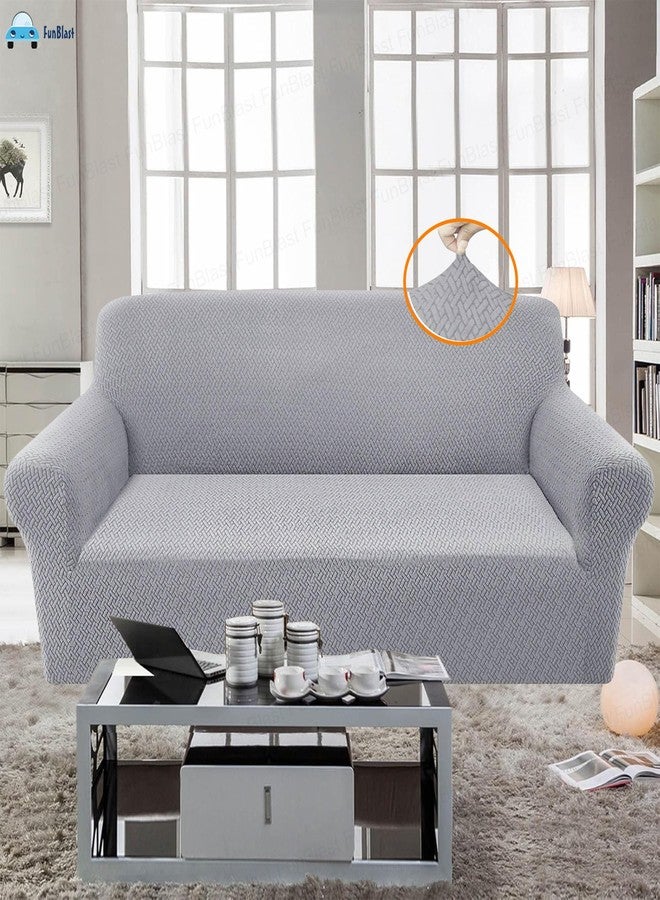 FunBlast Sofa Covers - Jacquard Sofa Covers for Living Room, Durable Washable Universal Seater High Elastic Furniture Protector, Stretchable Sofa Slip Covers (Grey, Four Seater) - Image 5