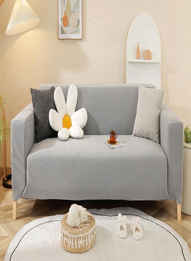FunBlast Sofa Covers - Jacquard Sofa Covers for Living Room, Durable Washable Universal Seater High Elastic Furniture Protector, Stretchable Sofa Slip Covers (Grey, Four Seater) - Image 1