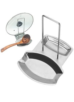 KASTWAVE Spoon Rest and Pot Lid Holder, Stainless Steel Pan Pot Cover Lid Rack Shelf Stand Holder Spoon Holder Utensil Rest Stove Organizer Storage Soup Spoon Rests Kitchen Tool  - Image 1