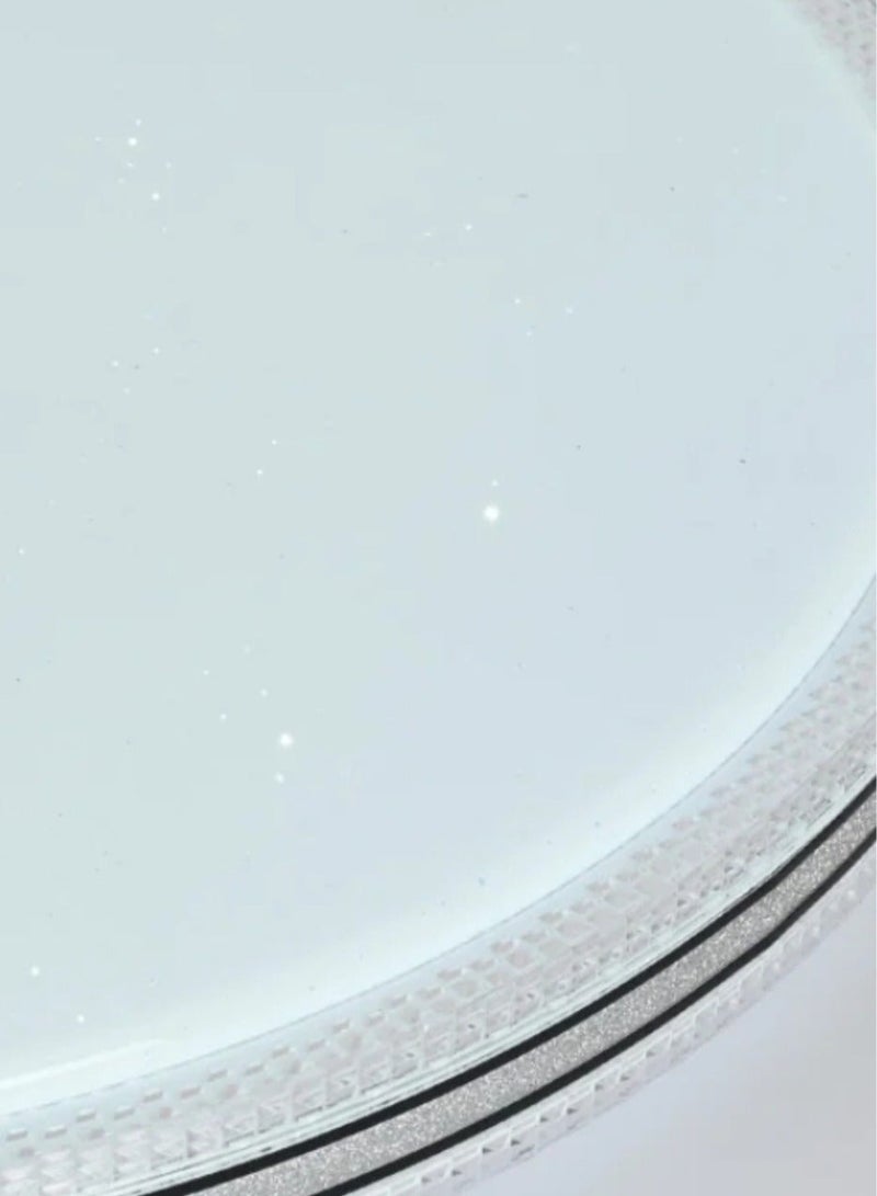 AL THURAYAT Modern 50cm LED ceiling light with smooth white surface that distributes light evenly, surrounded by a glossy circular frame. 120W, with 3 light colors, suitable for bedrooms and living rooms. - Image 5