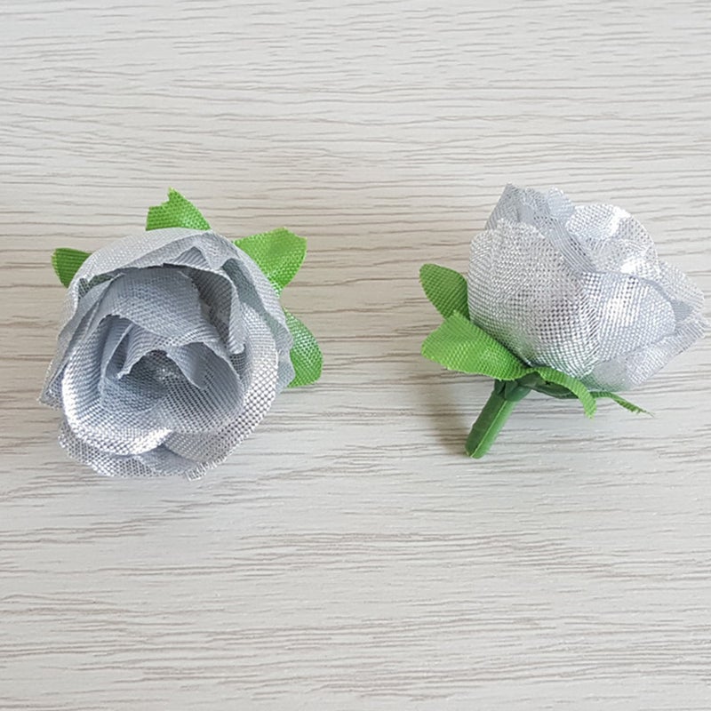 50 Pcs Simulate Rose Flowers Artificial Valentines Day Lifelike Rose Gift for Wedding Party Festival Home Layout Decor (Silver) - Image 5