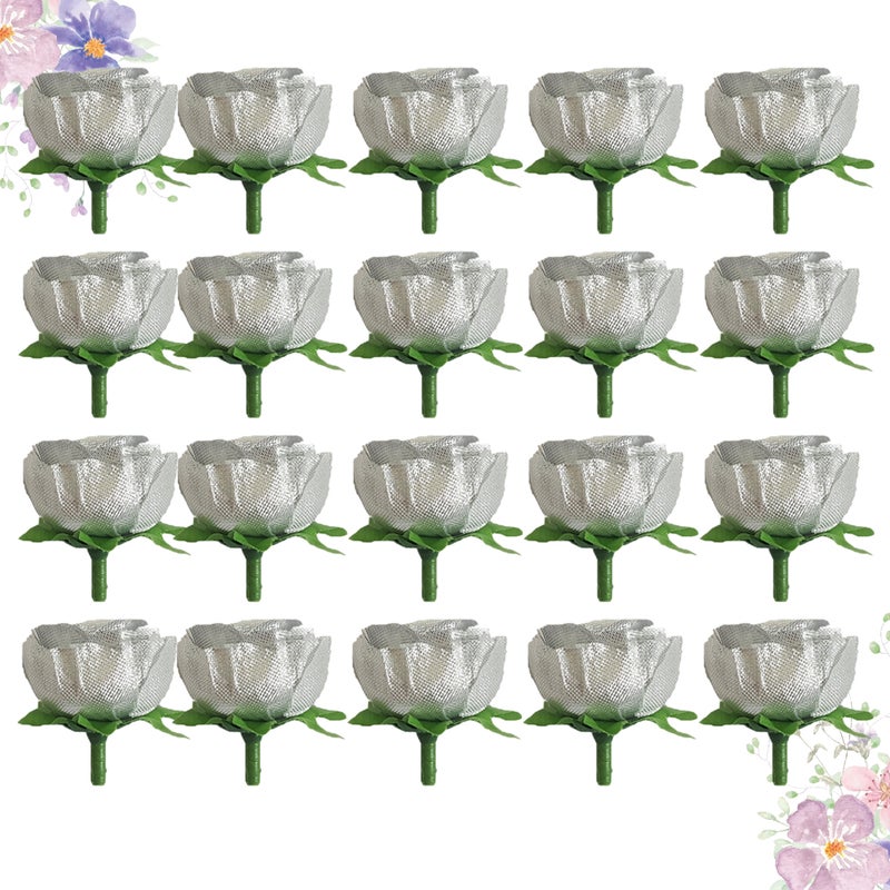 50 Pcs Simulate Rose Flowers Artificial Valentines Day Lifelike Rose Gift for Wedding Party Festival Home Layout Decor (Silver) - Image 4