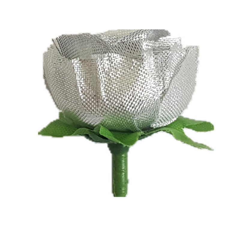 50 Pcs Simulate Rose Flowers Artificial Valentines Day Lifelike Rose Gift for Wedding Party Festival Home Layout Decor (Silver) - Image 3