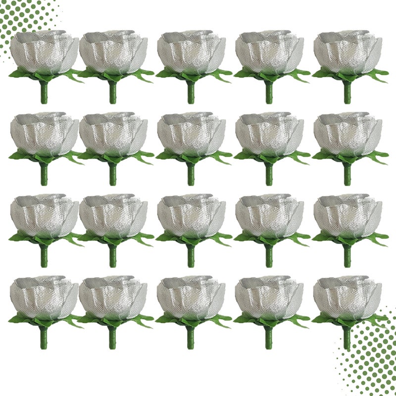 50 Pcs Simulate Rose Flowers Artificial Valentines Day Lifelike Rose Gift for Wedding Party Festival Home Layout Decor (Silver) - Image 2