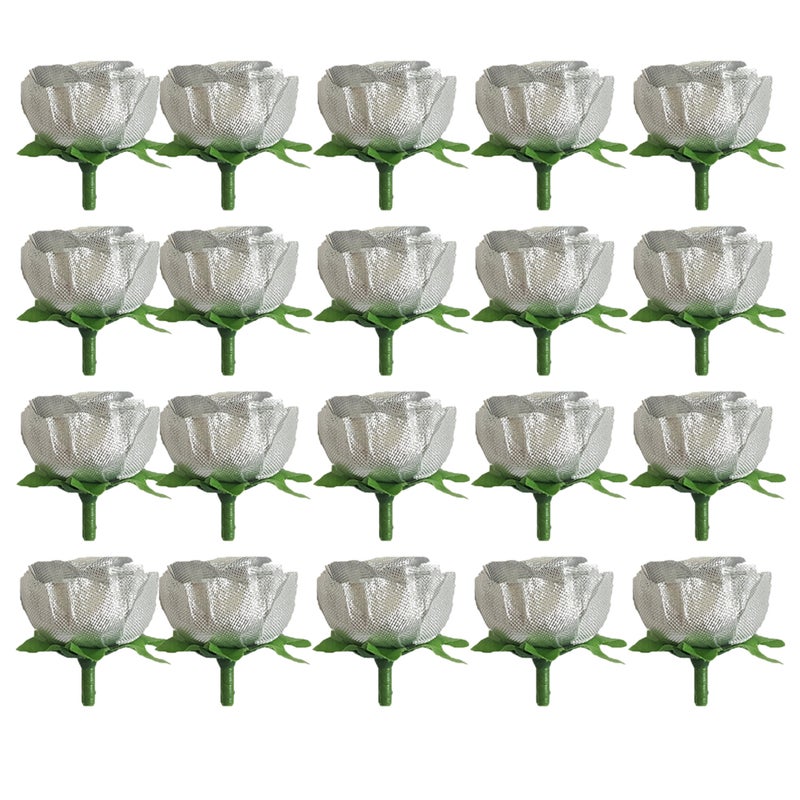 50 Pcs Simulate Rose Flowers Artificial Valentines Day Lifelike Rose Gift for Wedding Party Festival Home Layout Decor (Silver) - Image 1