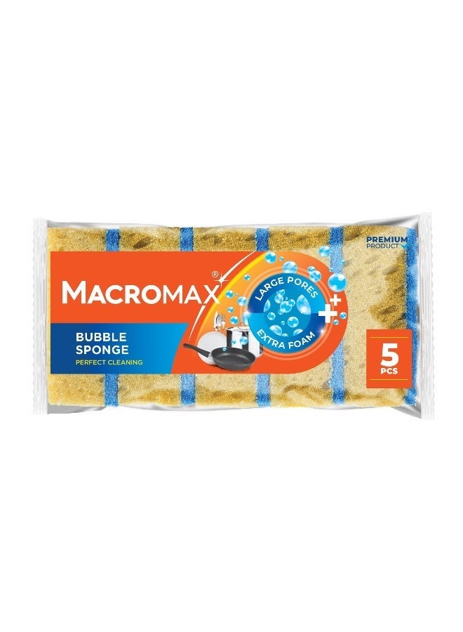 Macromax Bubble Sponge – 5 Pieces Set | High-Foam Soft Dishwashing Sponges with Bubble Texture - Image 1