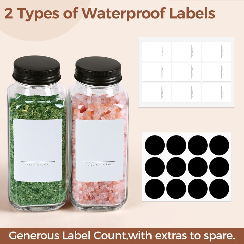 ComSaf Large Spice Jars  6Pcs 8 oz glass spice bottle with lids  Empty Spice Containers and Square Spice Bottles  Trial Set & Supplement Set for Kitchen and Seasoning - Image 2