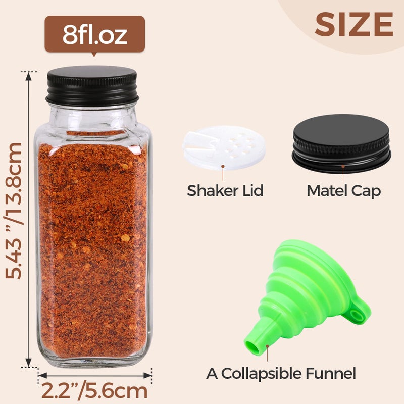 ComSaf Large Spice Jars  6Pcs 8 oz glass spice bottle with lids  Empty Spice Containers and Square Spice Bottles  Trial Set & Supplement Set for Kitchen and Seasoning - Image 3