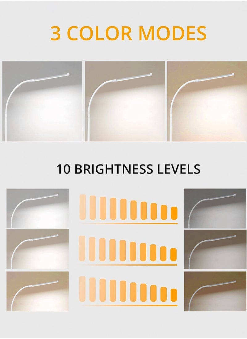 LOOPITYS - LED Desk Lamp, Swing Arm Architect Task Lamp with Long Flexible Gooseneck, 3 Color Modes, and USB Adapter, Dimmable Desk Light for Home/Office/Drafting/Reading/Piano - Image 1