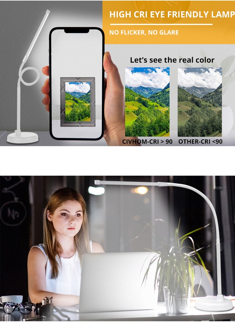 LOOPITYS - LED Desk Lamp, Swing Arm Architect Task Lamp with Long Flexible Gooseneck, 3 Color Modes, and USB Adapter, Dimmable Desk Light for Home/Office/Drafting/Reading/Piano - Image 1