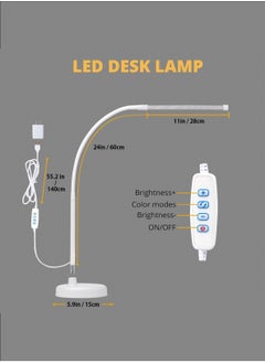 LOOPITYS LED Desk Lamp, Swing Arm Architect Task Lamp with Long Flexible Gooseneck, 3 Color Modes, and USB Adapter, Dimmable Desk Light for Home/Office/Drafting/Reading/Piano  - Image 5