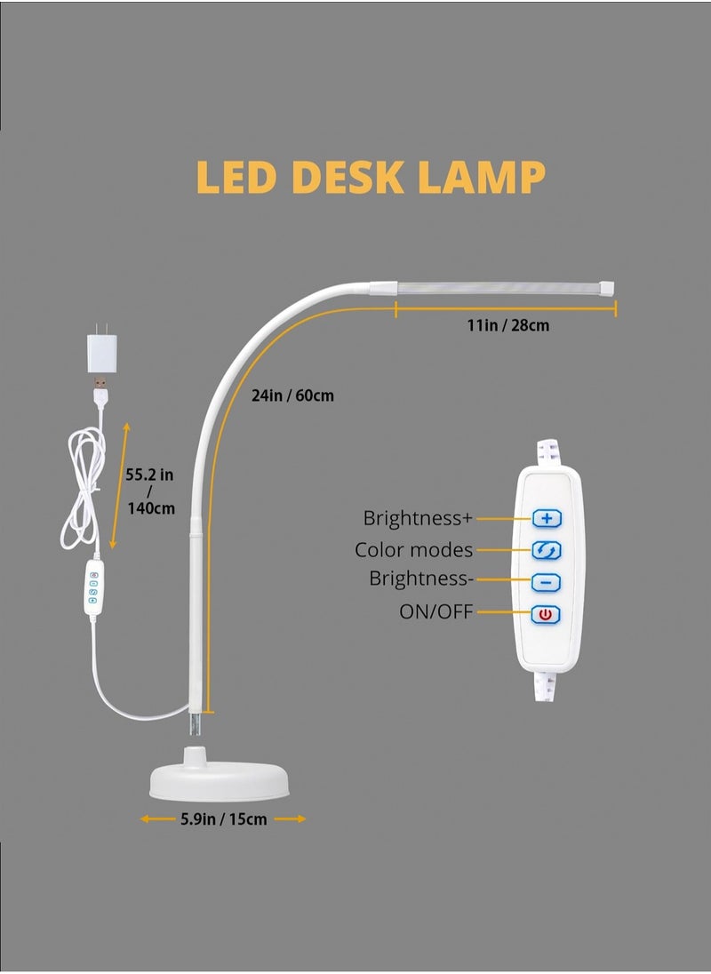 LOOPITYS - LED Desk Lamp, Swing Arm Architect Task Lamp with Long Flexible Gooseneck, 3 Color Modes, and USB Adapter, Dimmable Desk Light for Home/Office/Drafting/Reading/Piano - Image 1