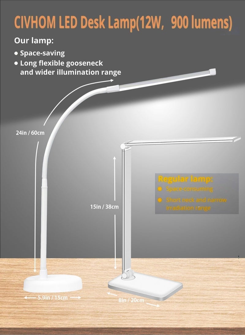 LOOPITYS LED Desk Lamp, Swing Arm Architect Task Lamp with Long Flexible Gooseneck, 3 Color Modes, and USB Adapter, Dimmable Desk Light for Home/Office/Drafting/Reading/Piano - Image 4