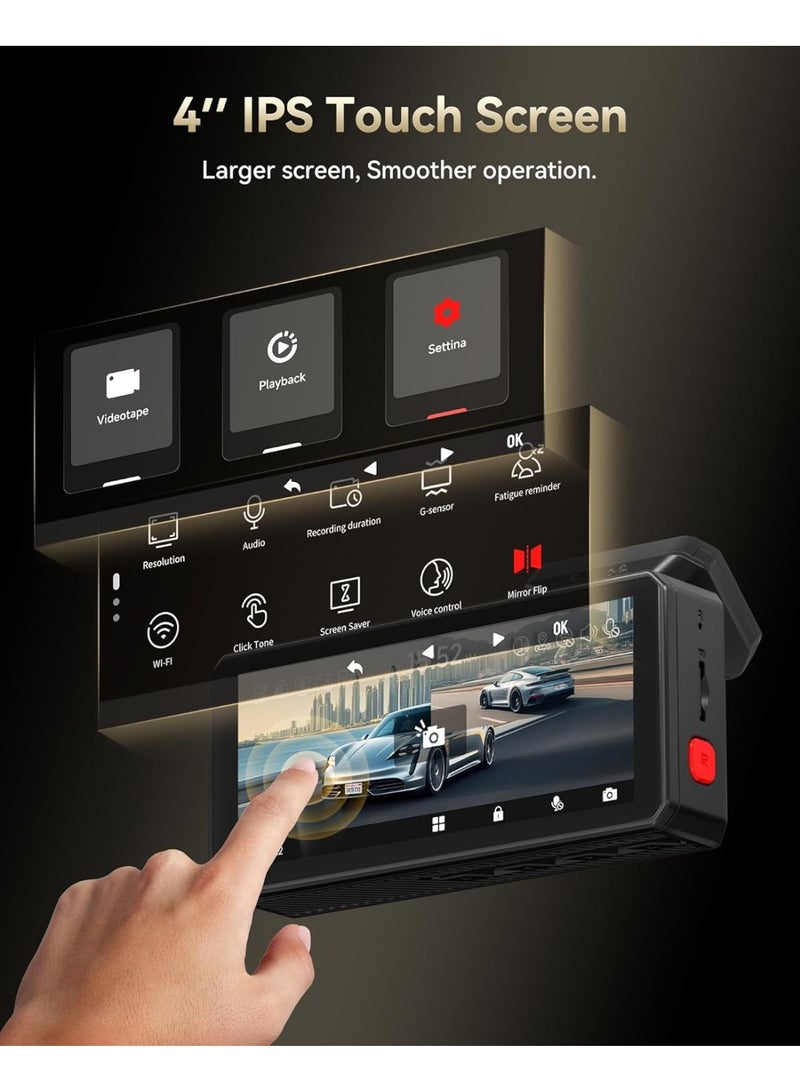 REDTIGER F77 Dash Cam with STARVIS 2 – 4K Front + 4K Rear, Voice Control, and 5.8GHz Wi-Fi - Image 2