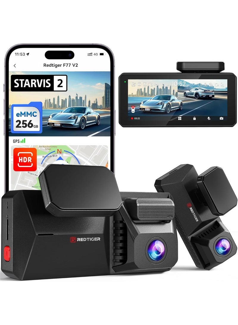 REDTIGER F77 Dash Cam with STARVIS 2 – 4K Front + 4K Rear, Voice Control, and 5.8GHz Wi-Fi - Image 3