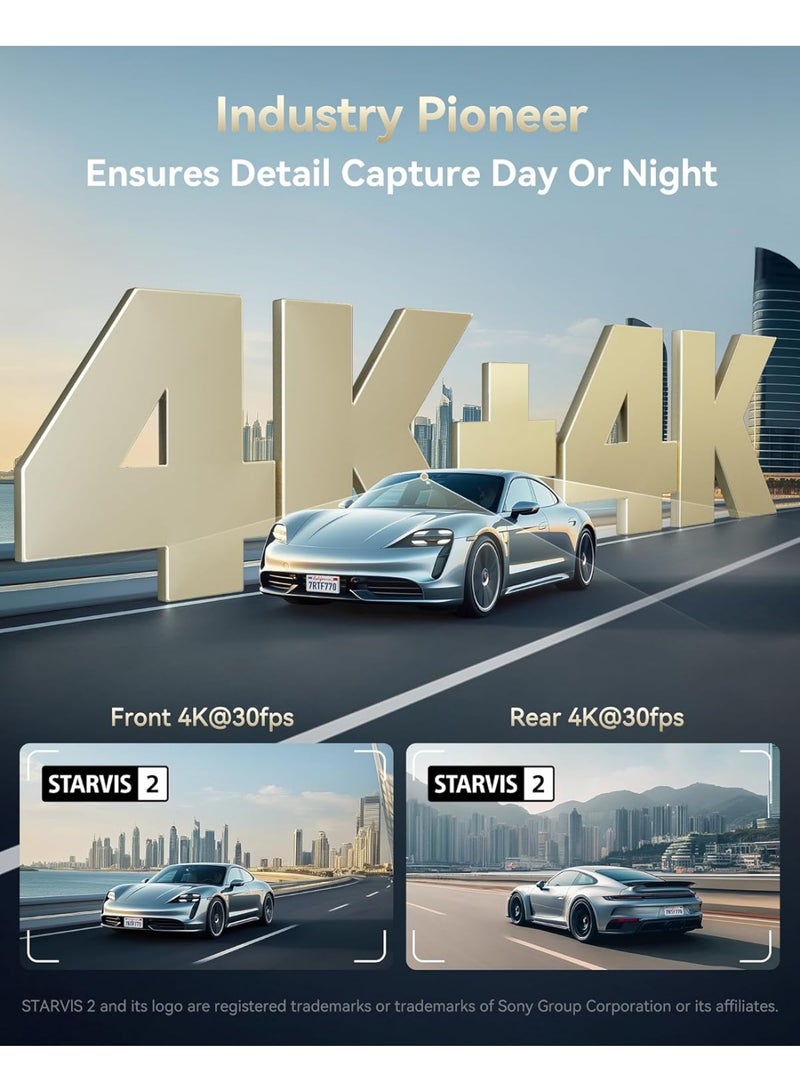 REDTIGER F77 Dash Cam with STARVIS 2 – 4K Front + 4K Rear, Voice Control, and 5.8GHz Wi-Fi - Image 4
