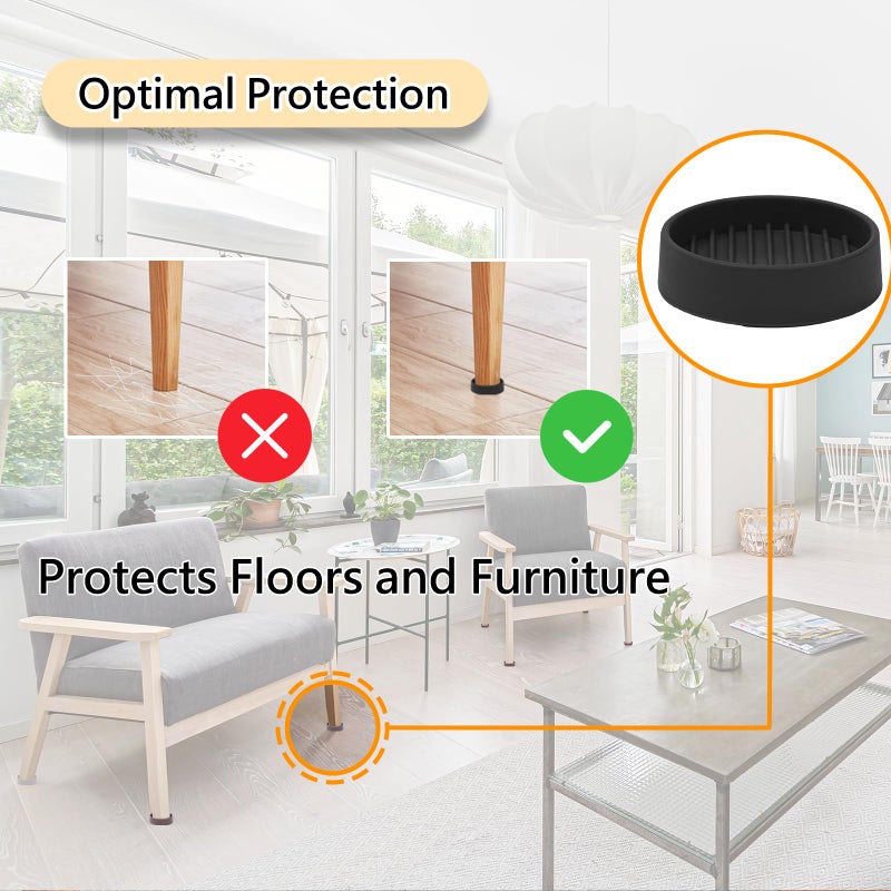 Jayen 1.5x1.5 Round Rubber Furniture Caster Cups, Anti-Sliding Furniture Pads Bed Stopper Floor Protectors with Grip - Protect Any Flooring - Image 4