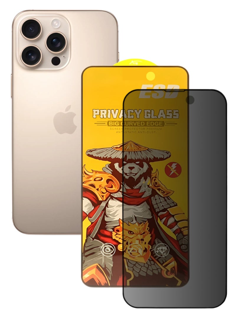 ESD Tempered Dustproof Privacy Glass Screen Protector Compatible For iPhone 16 Pro Max - Image 1