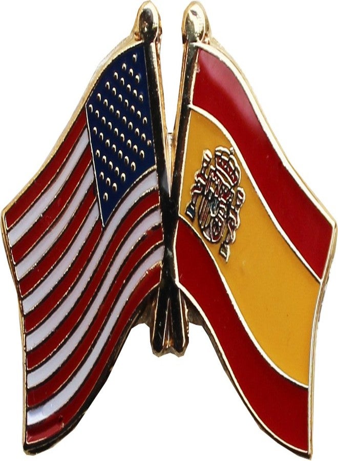 Flagline USA and Spain Flag Die-struck Metal Friendship Lapel Pin with Butterfly Clasp Closure - Image 1