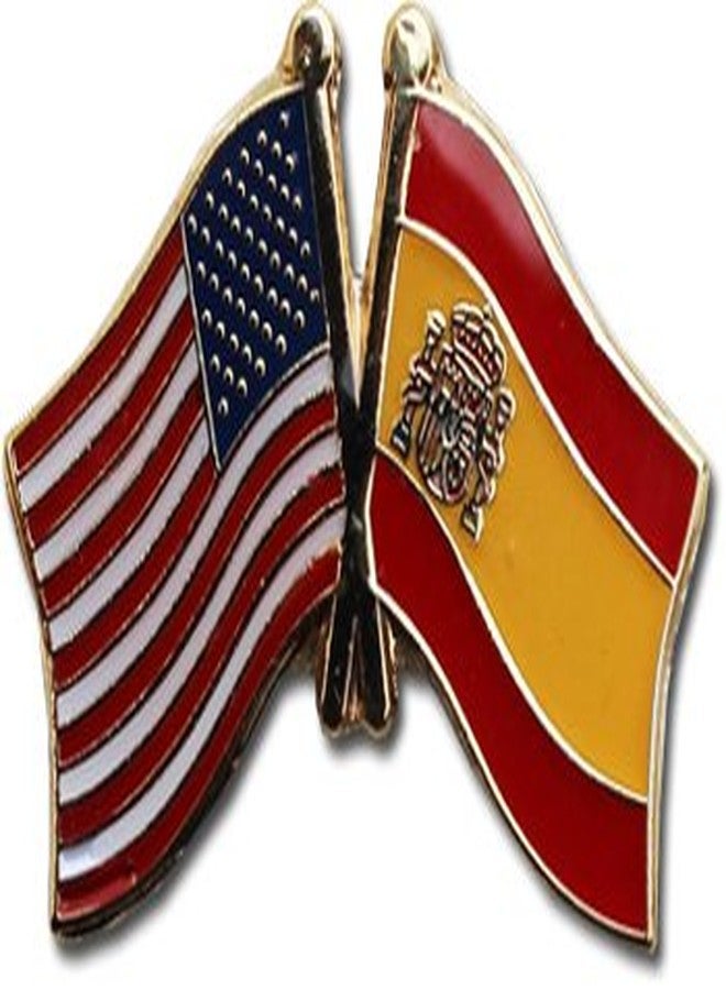 Flagline USA and Spain Flag Die-struck Metal Friendship Lapel Pin with Butterfly Clasp Closure - Image 2