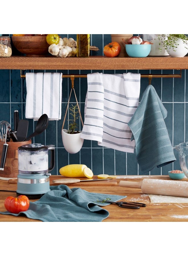 KitchenAid Albany Kitchen Towel 4-Pack Set, Fog Blue/White, 16"x26" - Image 2