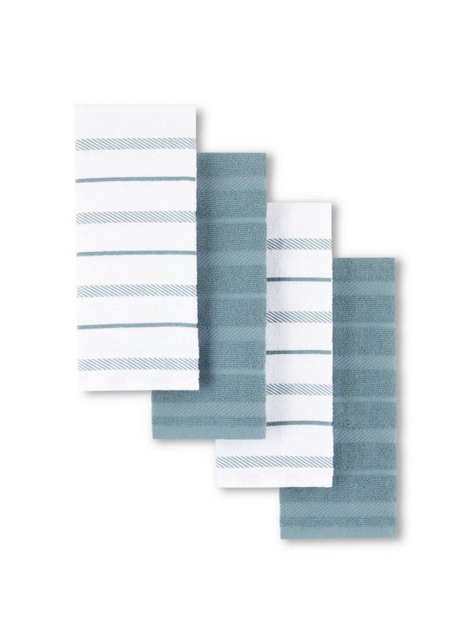 KitchenAid Albany Kitchen Towel 4-Pack Set, Fog Blue/White, 16"x26" - Image 1