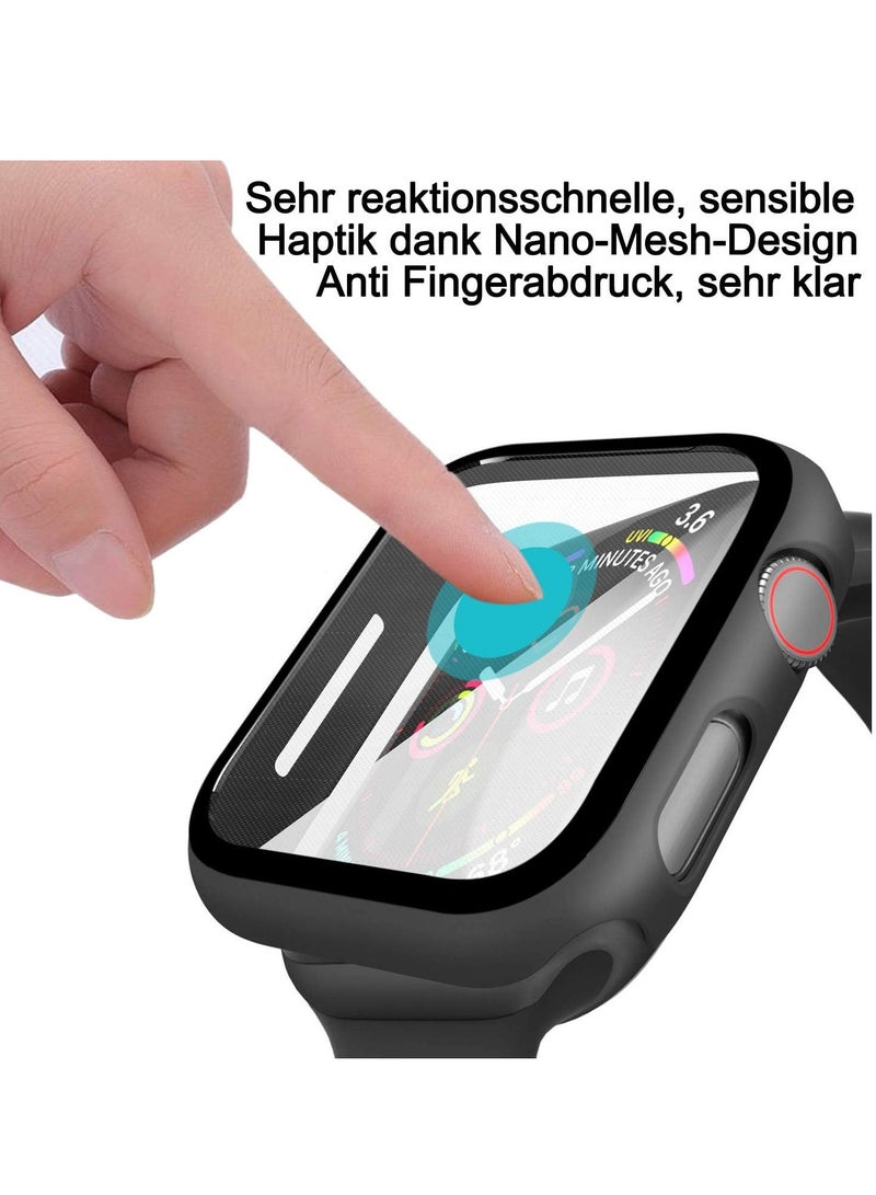Screen Protector Case Compatible with Apple Watch 38mm Series 1/2/3, Clear Durable Shock Absorbing PC Case & 9H Tempered Glass Bulletproof iWatch Protection, Black - Image 2