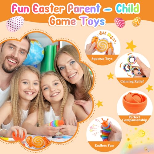 Cevioce 5Pcs Fidget Toys Adults PackEaster Basket Stuffers for Teens BoysAutism Sensory Toys with Fidget Spinner Slug Magnetic RingsSquishy Fidget Toys ADHD Stress ReliefParty Favor for KidO - Image 5