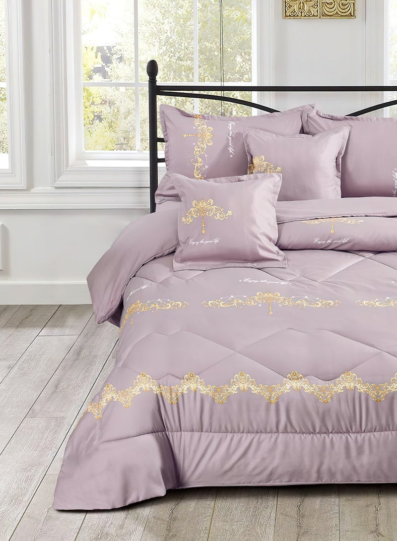 Ming Li 6 Pieces King Size 220x240Cm Comforter Set Medium Filling Bedding Set for All Season Includes 1Comforter 1Bedsheet 2Pillow Shams and 2Cushion cases - Image 2