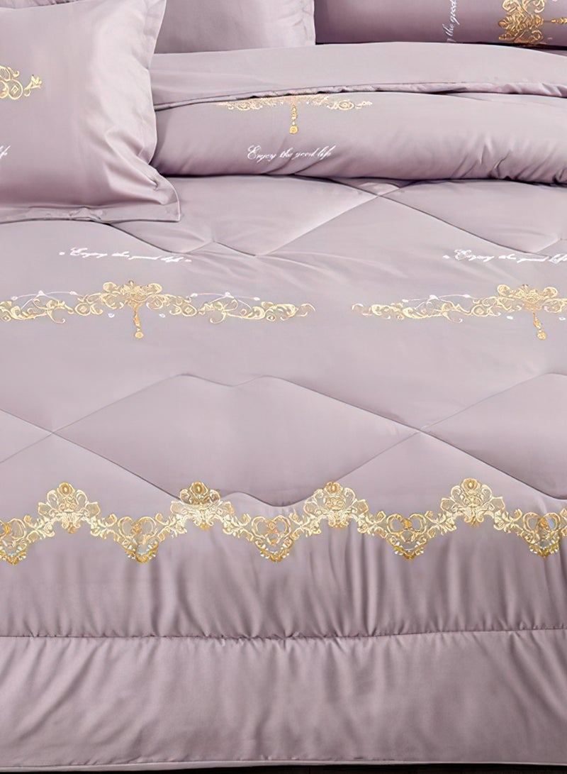 Ming Li 6 Pieces King Size 220x240Cm Comforter Set Medium Filling Bedding Set for All Season Includes 1Comforter 1Bedsheet 2Pillow Shams and 2Cushion cases - Image 5