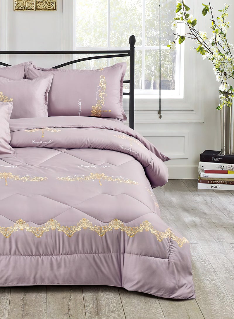 Ming Li 6 Pieces King Size 220x240Cm Comforter Set Medium Filling Bedding Set for All Season Includes 1Comforter 1Bedsheet 2Pillow Shams and 2Cushion cases - Image 3