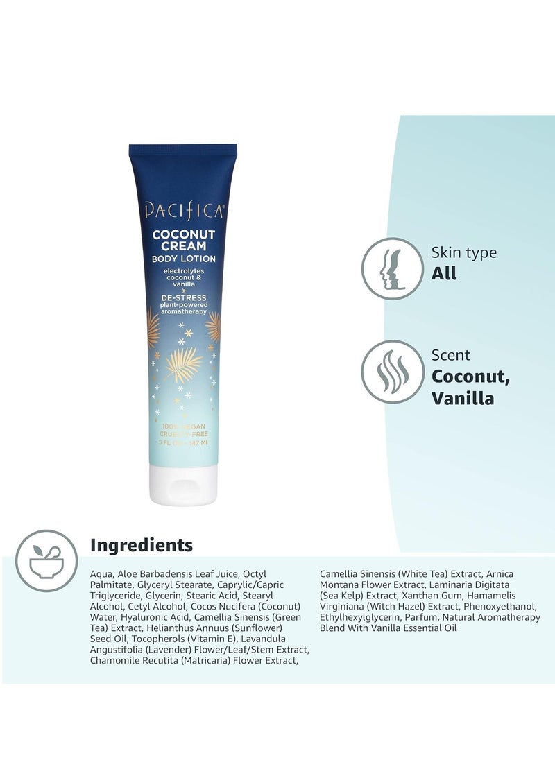 Pacifica Pacifica Body Lotion – Coconut Cream Moisturizing Body Cream with Aloe, Vitamin E & Chamomile Coconut & Vanilla Scent - Skin Care Clean Vegan & Cruelty-Free Dermatologist Tested 5 fl oz  - Image 3