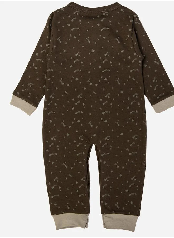 Babies Basic Printed Cotton Long Sleeves Sleepsuit