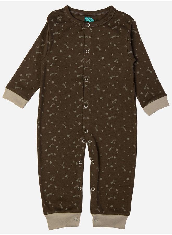 Babies Basic Printed Cotton Long Sleeves Sleepsuit  - Image 1