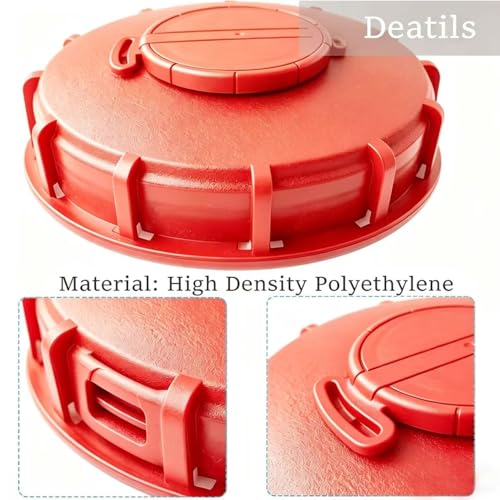 MDDEYEMEFO IBC Tote Lid Cover with Gasket, 6.5" IBC Tank Leak-Proof Design Water Liquid Tank Cap with Vent Hole for Chemical, Food, Industries Storage, Red - Image 5