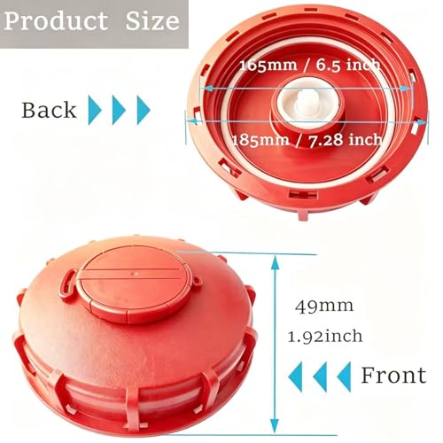 MDDEYEMEFO IBC Tote Lid Cover with Gasket, 6.5" IBC Tank Leak-Proof Design Water Liquid Tank Cap with Vent Hole for Chemical, Food, Industries Storage, Red - Image 4