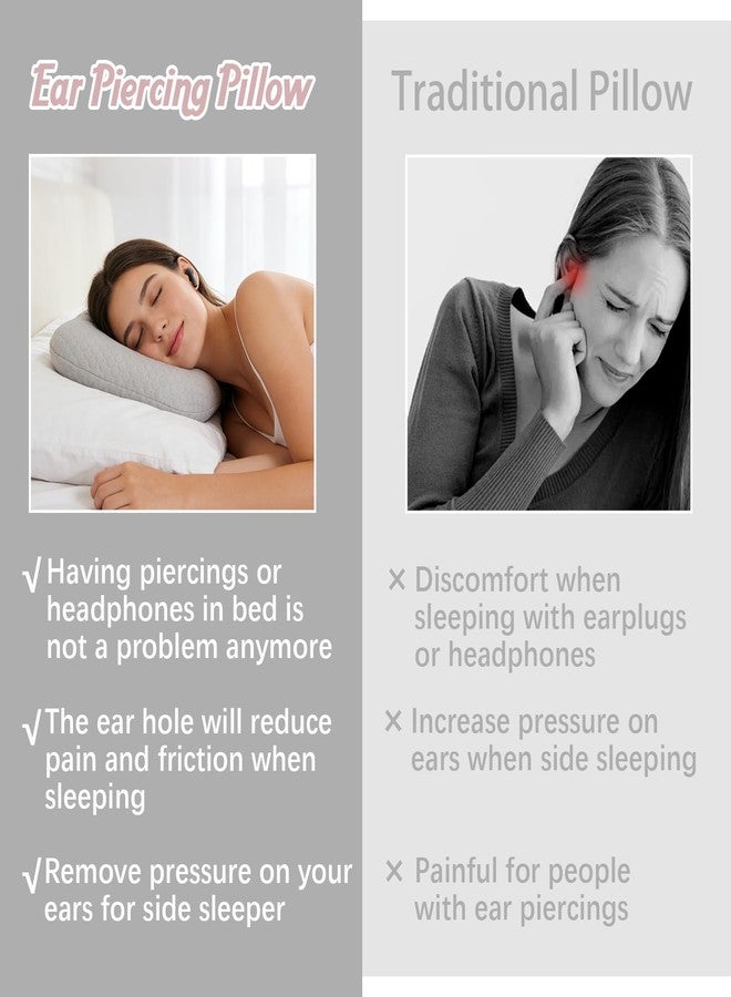 RoamReady Cooling Ear Piercing Pillow for Side Sleepers, Earring Pillow with Hole for Sleeping, Washable Donut Pillows for Piercing, Cnh, Headphone, Ear Pain and Pressure Relief, Gray - Image 4