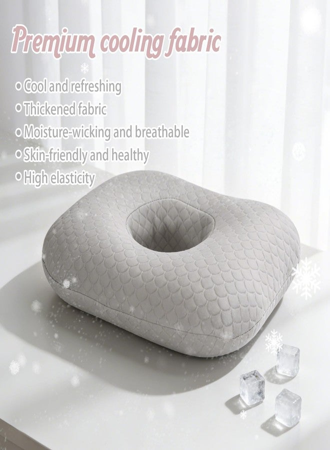 RoamReady Cooling Ear Piercing Pillow for Side Sleepers, Earring Pillow with Hole for Sleeping, Washable Donut Pillows for Piercing, Cnh, Headphone, Ear Pain and Pressure Relief, Gray - Image 3