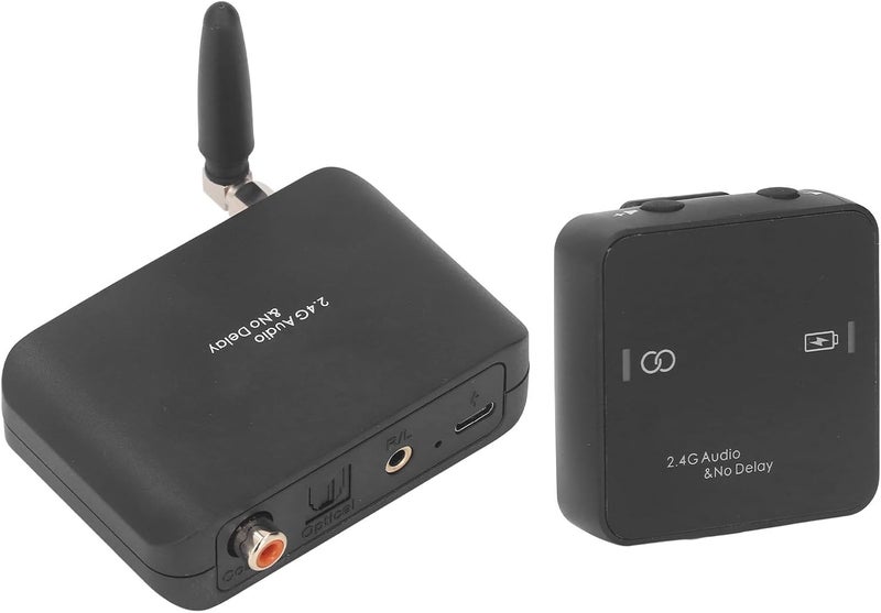 Asixxsix Wireless Audio Transmitter Receiver, 50 Meters Low Delay 2.4G Audio Transmitter and Receiver, Wireless Transmission System with Builtin Battery 7 Hours and Stereo Input - Image 4