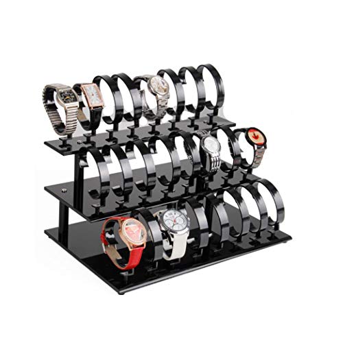 RY DISPLAY 3-Tier Watch Stand Holder Removable 24 Acrylic Watch Jewelry Display Rack Watch Display Rack Organizer for Men and Women (Black) - Image 1