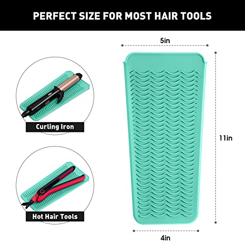ZAXOP Resistant Silicone Mat Pouch for Flat Iron, Curling Iron,Hot Hair Tools (Mintgreen) - Image 2