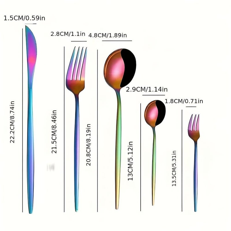 Stainless Steel Cutlery Set Golden Knife Fork Spoon For Outdoor Picnic Camping Travel And Home Use Portable Case Included - Image 2
