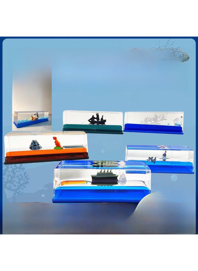 Generic - Titanic Black Pearl Cruise Ship Fluid Floating Bottle Cruise Ship Never Turnover Floating Bottle Desktop Small Ornaments-Color:Gold Merry No. ] - Image 1