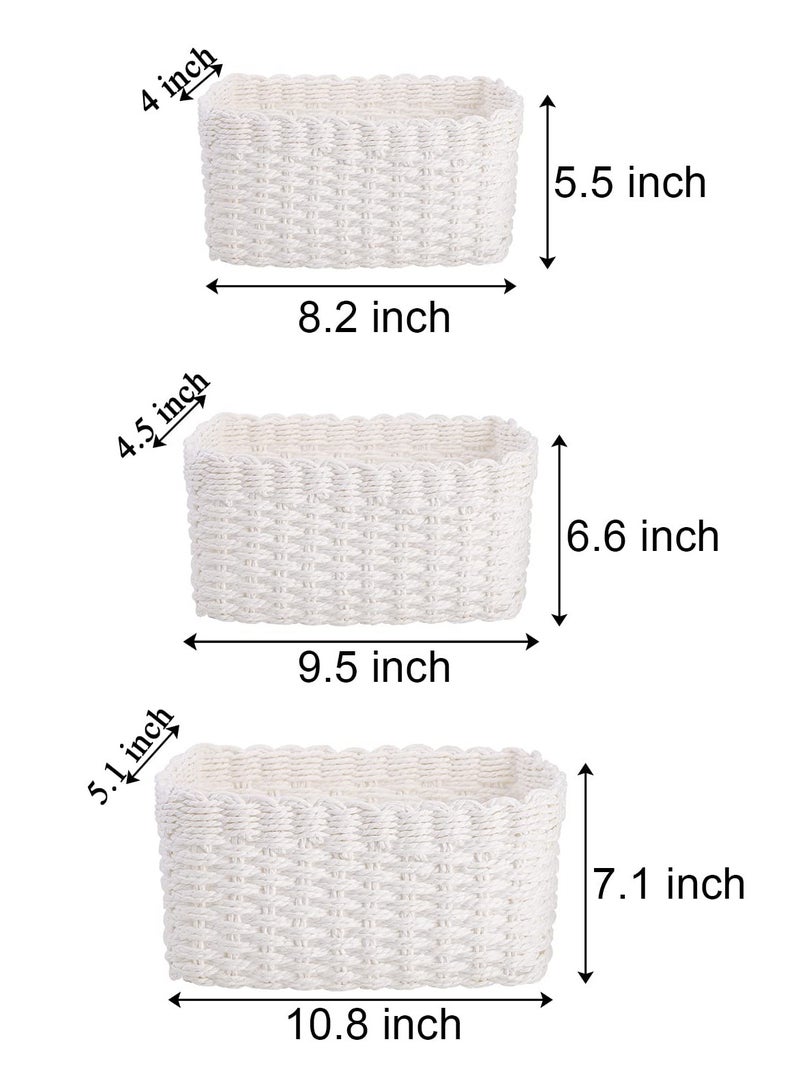 3 Pcs Durable Woven Storage Baskets, Versatile Organizer Bins for Kids Rooms, Pet Toys, Home Decor, Empty Gift Baskets - White in 3 Sizes - Image 5